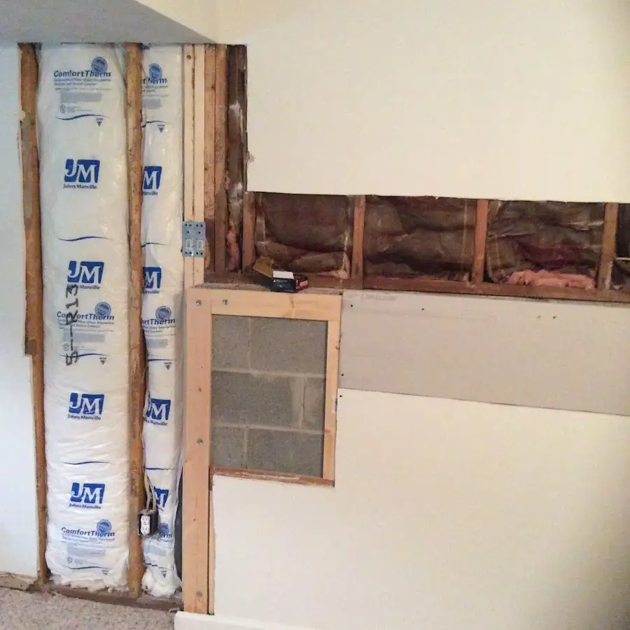 Wall insulation replacement during Basement Flood Cleanup in Longview